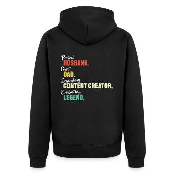 Content Creator Dad - Unisex Premium Organic Zip Hoodie - black - Back - Nico (187cm)