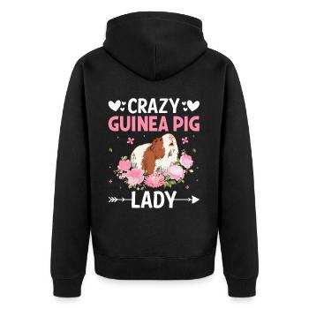 Crazy guinea pig lady - Unisex Premium Organic Zip Hoodie - black - Back - Nico (187cm)