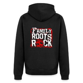 Ahnenforscher Ahnenforschung Family Roots Rocks - Unisex Premium Bio Zip Hoodie - Schwarz - Hinten - Nico (187cm)