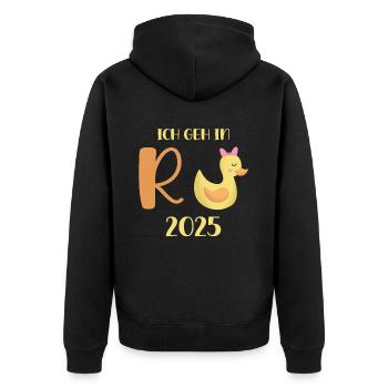Duck Pension 2025 Pension Retirement Grandpa Grandma Pensioner - Unisex Premium Organic Zip Hoodie - black - Back - Nico (187cm)