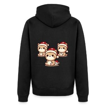 Chats mignons avec des chapeaux de Noël - Veste à capuche bio Premium Unisexe - noir - Dos - Nico (187cm)