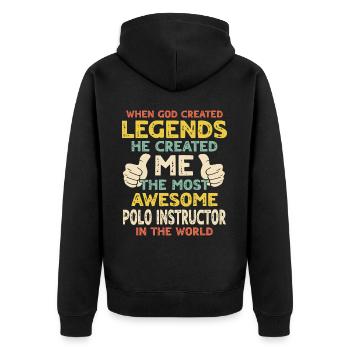 Polo Trainer - Unisex Premium Bio Zip Hoodie - Schwarz - Hinten - Nico (187cm)
