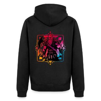 Wikinger - Unisex Premium Bio Zip Hoodie - Schwarz - Hinten - Nico (187cm)