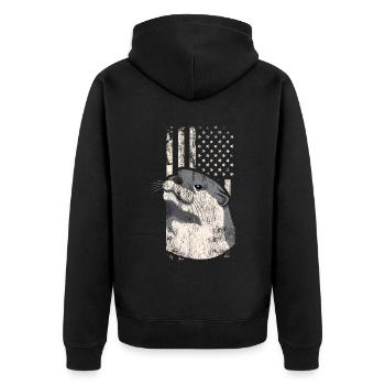Otter American Flag - Unisex Premium Bio Zip Hoodie - Schwarz - Hinten - Nico (187cm)