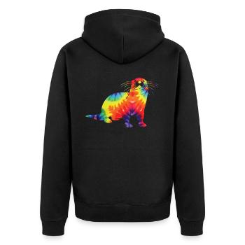 Otter Tie Dye - Unisex Premium Bio Zip Hoodie - Schwarz - Hinten - Nico (187cm)