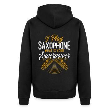 Saxophone I Play Saxophone What Is - Unisex Premium Bio Zip Hoodie - Schwarz - Hinten - Nico (187cm)
