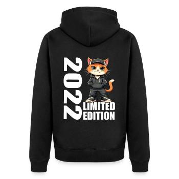 Limited Edition 2022 Geburtstag 2022 Geboren - Unisex Premium Bio Zip Hoodie - Schwarz - Hinten - Nico (187cm)