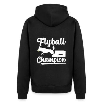 Flyball Hundesport - Unisex Premium Bio Zip Hoodie - Schwarz - Hinten - Nico (187cm)