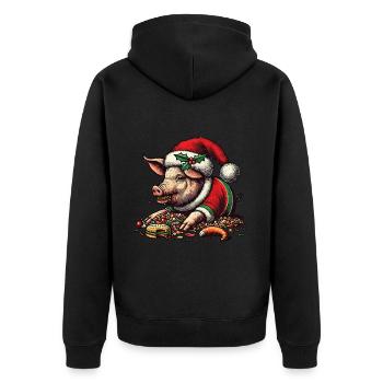 Cochon gourmand de Noël - Veste à capuche bio Premium Unisexe - noir - Dos - Nico (187cm)