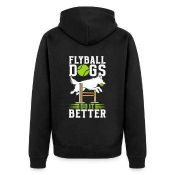 Flyball Hundesport - Unisex Premium Bio Zip Hoodie - Schwarz - Hinten - Nico (187cm)