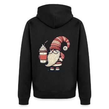 Weihnachtsglocken Kaffeeliebhaber Gnom - Unisex Premium Bio Zip Hoodie - Schwarz - Hinten - Nico (187cm)