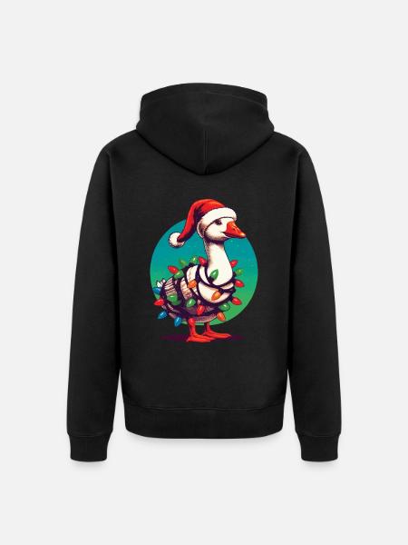 gChristmas Funny Clumsy Goose - Unisex Premium Organic Zip Hoodie - black