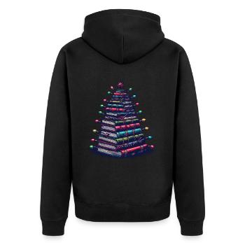 Book Stack Tree for Book Lovers Christmas - Unisex Premium Organic Zip Hoodie - black - Back - Nico (187cm)