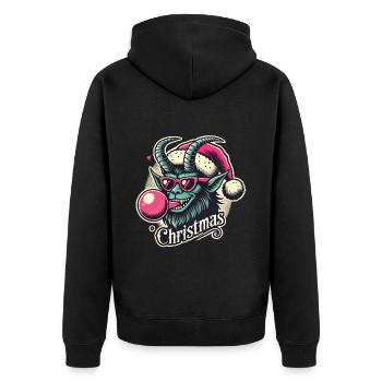Krampus Weihnachten Sigma Male Stil - Unisex Premium Bio Zip Hoodie - Schwarz - Hinten - Nico (187cm)