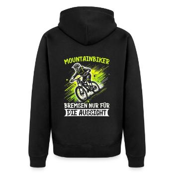 Mountainbiker Fahrradliebhaber Radfahrer Radfahren - Unisex Premium Bio Zip Hoodie - Schwarz - Hinten - Nico (187cm)