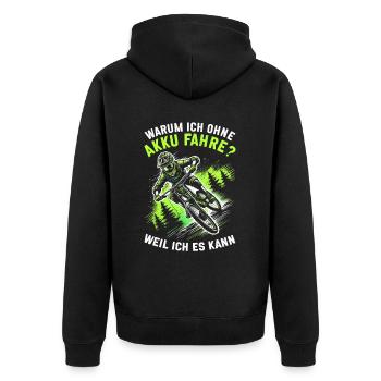 Mountainbiker Fahrradliebhaber Radfahrer Radfahren - Unisex Premium Bio Zip Hoodie - Schwarz - Hinten - Nico (187cm)
