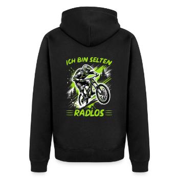 Mountainbiker Fahrradliebhaber Radfahrer Radfahren - Unisex Premium Bio Zip Hoodie - Schwarz - Hinten - Nico (187cm)