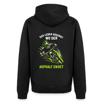 Mountainbiker Fahrradliebhaber Radfahrer Radfahren - Unisex Premium Bio Zip Hoodie - Schwarz - Hinten - Nico (187cm)