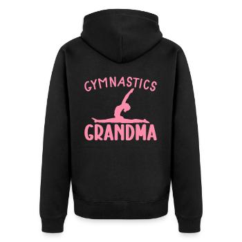 Gymnastik Oma Turnerin Akrobatin Oma - Unisex Premium Bio Zip Hoodie - Schwarz - Hinten - Nico (187cm)