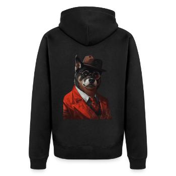 Akita - Unisex Premium Bio Zip Hoodie - Schwarz - Hinten - Nico (187cm)