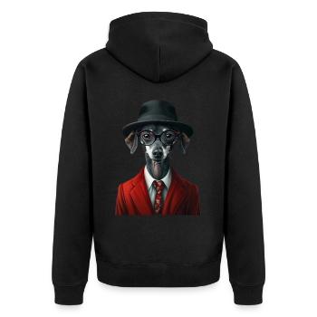 Italienischer Windspielhund - Unisex Premium Bio Zip Hoodie - Schwarz - Hinten - Nico (187cm)