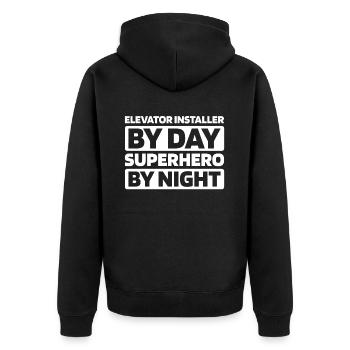 Elevator Installer - Unisex Premium Organic Zip Hoodie - black - Back - Nico (187cm)