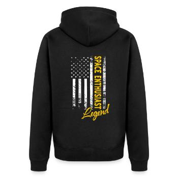 Space Enthusiast Legend - Unisex Premium Organic Zip Hoodie - black - Back - Nico (187cm)