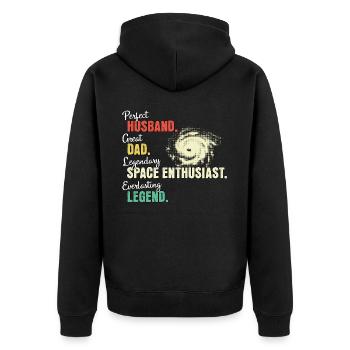 wSpace Enthusiast Dad - Unisex Premium Organic Zip Hoodie - black - Back - Nico (187cm)
