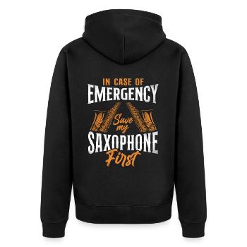 Saxophone en cas d’urgence - Veste à capuche bio Premium Unisexe - noir - Dos - Nico (187cm)