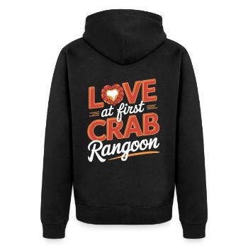 Krabben Rangun Liebhaber Amerikanisch Chinesisch Meeresfrüchte - Unisex Premium Bio Zip Hoodie - Schwarz - Hinten - Nico (187cm)