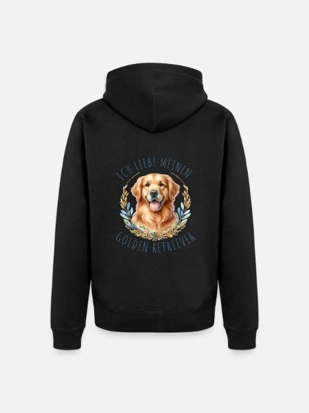 Ich liebe meinen Golden Retriever - Premium økologisk unisex-hættejakke - sort