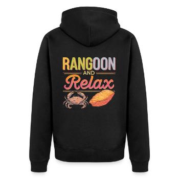 Krabben Rangun Liebhaber Amerikanisch Chinesisch Meeresfrüchte - Unisex Premium Bio Zip Hoodie - Schwarz - Hinten - Nico (187cm)