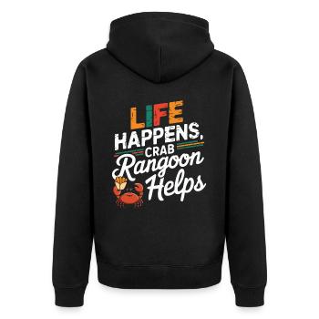 Krabben Rangun Liebhaber Amerikanisch Chinesisch Meeresfrüchte - Unisex Premium Bio Zip Hoodie - Schwarz - Hinten - Nico (187cm)