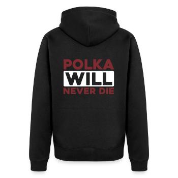 Akkordeon - Unisex Premium Bio Zip Hoodie - Schwarz - Hinten - Nico (187cm)