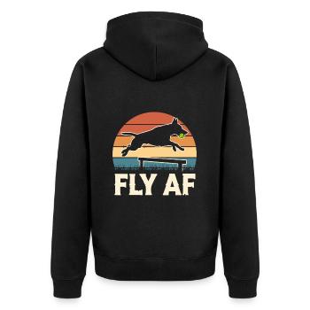 Flyball Hundesport - Unisex Premium Bio Zip Hoodie - Schwarz - Hinten - Nico (187cm)