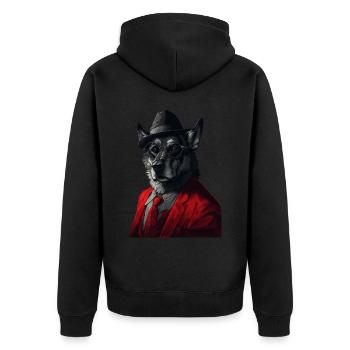 Norwegischer Elchhund - Unisex Premium Bio Zip Hoodie - Schwarz - Hinten - Nico (187cm)