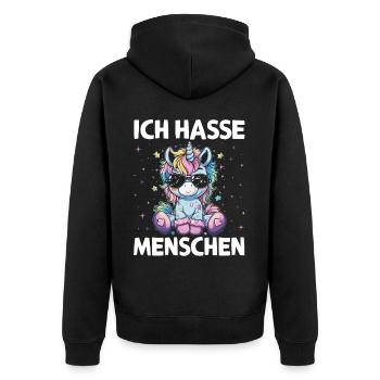 Süßes Einhorn, Bunte Einhörner - Unisex Premium Bio Zip Hoodie - Schwarz - Hinten - Nico (187cm)