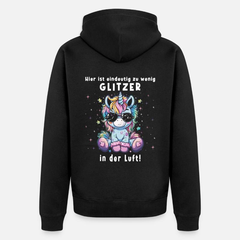 Süßes Einhorn, Bunte Einhörner - Unisex Premium Bio Zip Hoodie - Schwarz