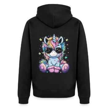 Licorne mignonne, licornes colorées - Veste à capuche bio Premium Unisexe - noir - Dos - Nico (187cm)