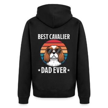 Cavalier King Charles Spaniel Saying Dad Gift - Unisex Premium Organic Zip Hoodie - black - Back - Nico (187cm)