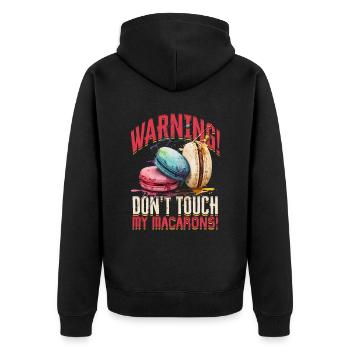 Macaron Warning! Don't Touch My Macarons! - Unisex Premium Bio Zip Hoodie - Schwarz - Hinten - Nico (187cm)