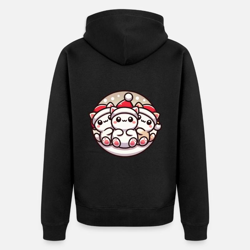 Chats mignons Noël Joie - Veste à capuche bio Premium Unisexe - noir