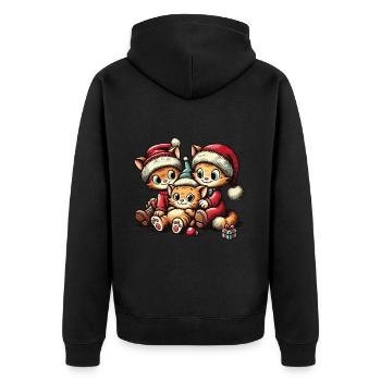 Süße Katzen Weihnachten Retro Stil - Unisex Premium Bio Zip Hoodie - Schwarz - Hinten - Nico (187cm)