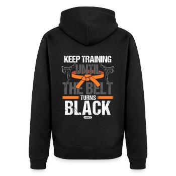 Ceinture noire : Motivation Martial Art Karaté - Veste à capuche bio Premium Unisexe - noir - Dos - Nico (187cm)