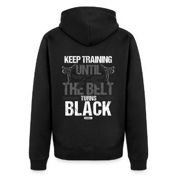 Ceinture noire : Motivation Martial Art Karaté - Veste à capuche bio Premium Unisexe - noir - Dos - Nico (187cm)