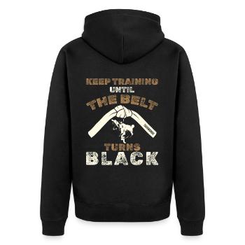Black Belt: Motivation Martial Art Taekwondo - Unisex Premium Organic Zip Hoodie - black - Back - Nico (187cm)