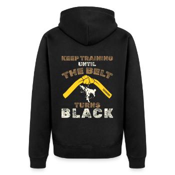 Black Belt: Motivation Martial Art Taekwondo - Unisex Premium Organic Zip Hoodie - black - Back - Nico (187cm)