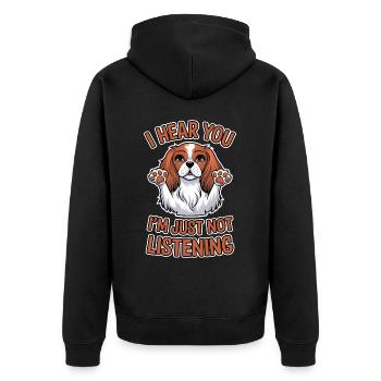 Cavalier King Charles Spaniel Saying Dog Gift - Unisex Premium Organic Zip Hoodie - black - Back - Nico (187cm)