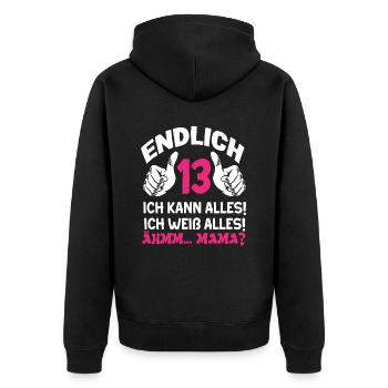 Finally 13th birthday I can do anything - Unisex Premium Organic Zip Hoodie - black - Back - Nico (187cm)