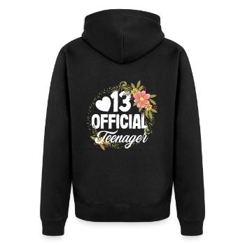 13. Geburtstag Offizieller Teenager - Unisex Premium Bio Zip Hoodie - Schwarz - Hinten - Nico (187cm)